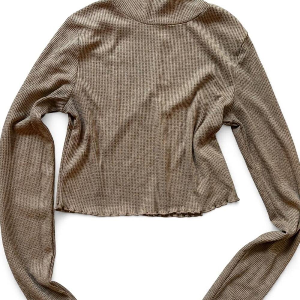 Double Zero Brown Waffle Knit Long Sleeve - Size: M